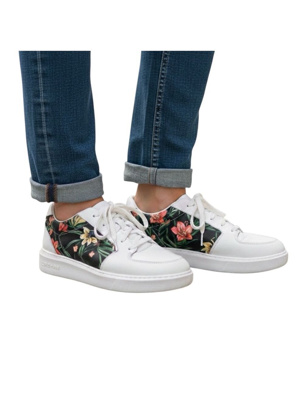 Cole Haan Grand Floral Leather Sneakers Women's 6B